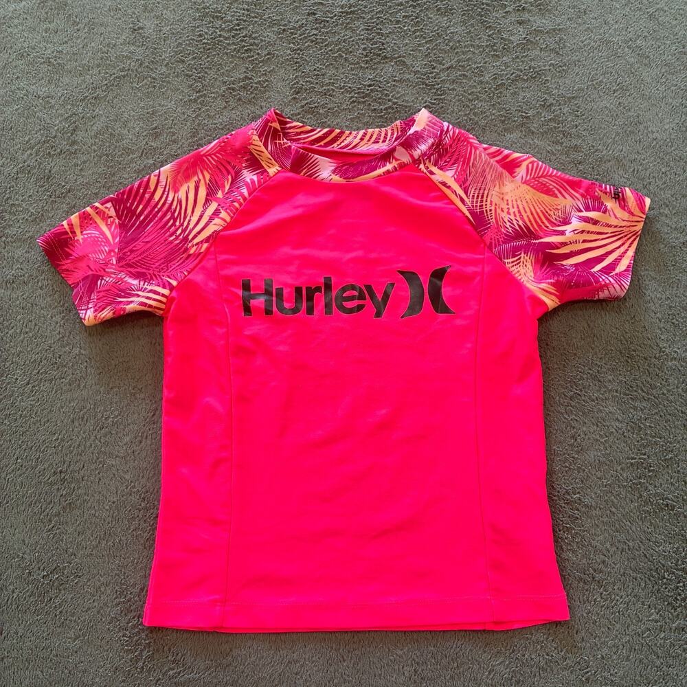 Hurley Hot Pink High Performance Swim Shirt Quick Dry Rash Guard Kids Size 12